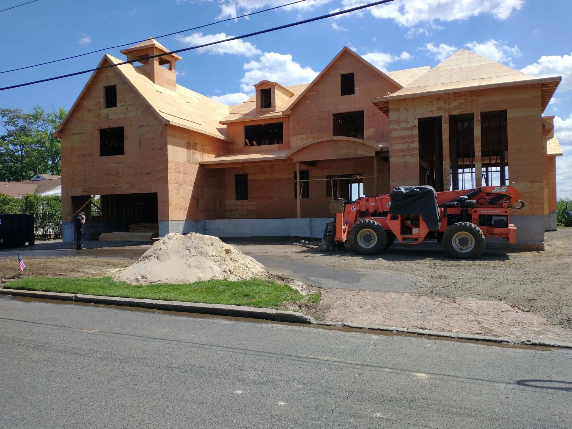 House under construction with wooden framework