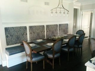 Elegant dining room with bench seating